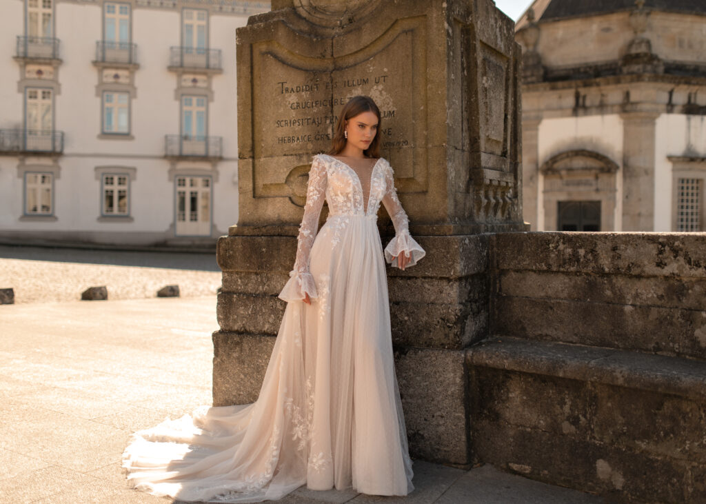 A-line wedding dress with long sleeves